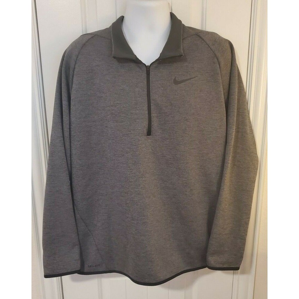Nike Running Shirt 1/4 Zip Dri Fit Men's XL Gray Long Sleeve Active Wear EUC